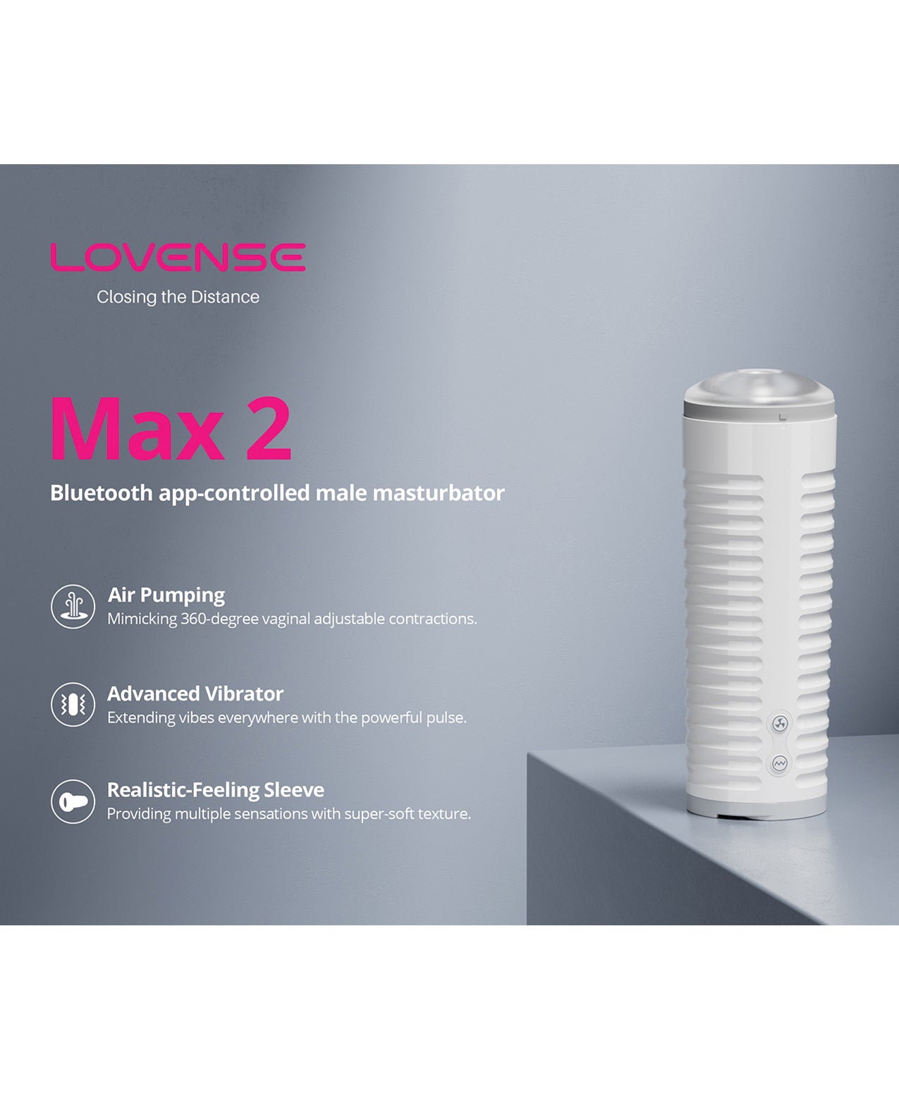 Max 2 – Lovense Rechargeable Masturbator (White Case)