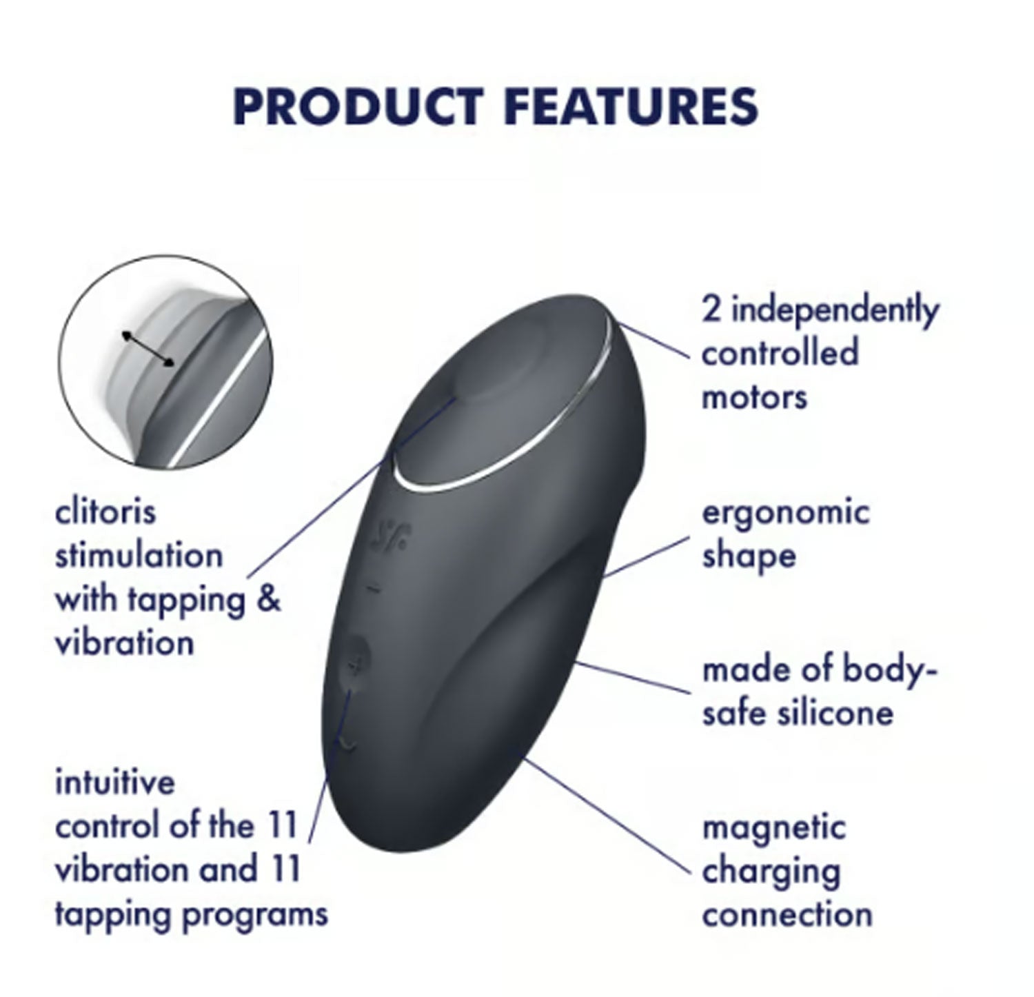 Tap & Climax – Soft Touch Vibrator in Grey